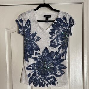 INC International Concepts Blue Floral Short Sleeve Top
